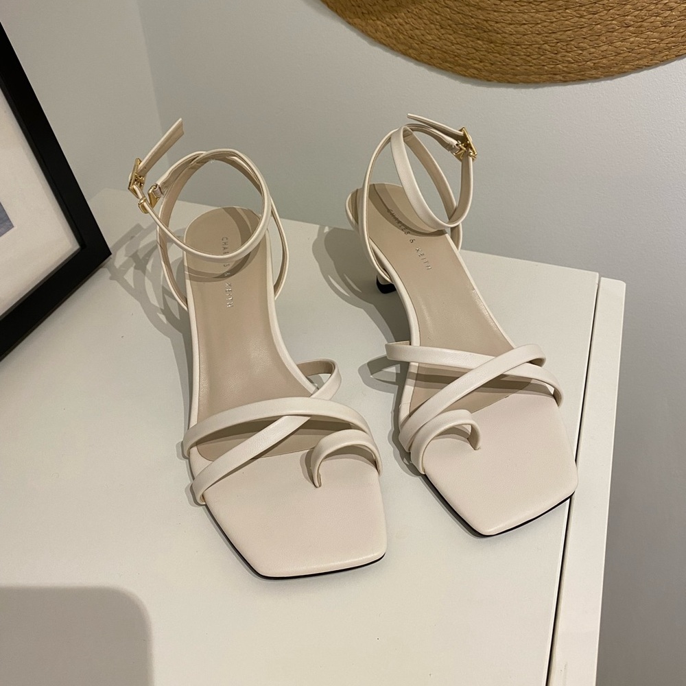 White Strappy Kitten Heels